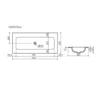 Раковина Ceramicanova Grace CN7019MBwx, 91 см, сантехфарфор, черный матовый