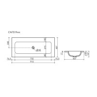 Раковина Ceramicanova Grace CN7019wx, 91 см, сантехфарфор, белый