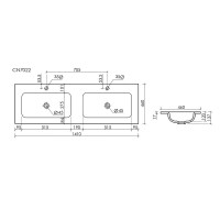 Раковина Ceramicanova Grace CN7022, 141 см, сантехфарфор, белый