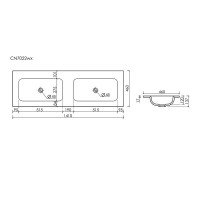 Раковина Ceramicanova Grace CN7022MBwx, 141 см, сантехфарфор, черный матовый