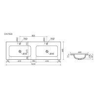 Раковина Ceramicanova Grace CN7023MB, 161 см, сантехфарфор, черный матовый