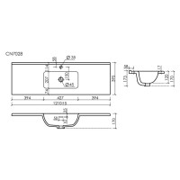 Раковина Sancos Compact CN7028, 120 см, фарфор, белая