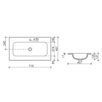 Раковина Ceramicanova Grace CN7031, 70 см, фарфор, белый