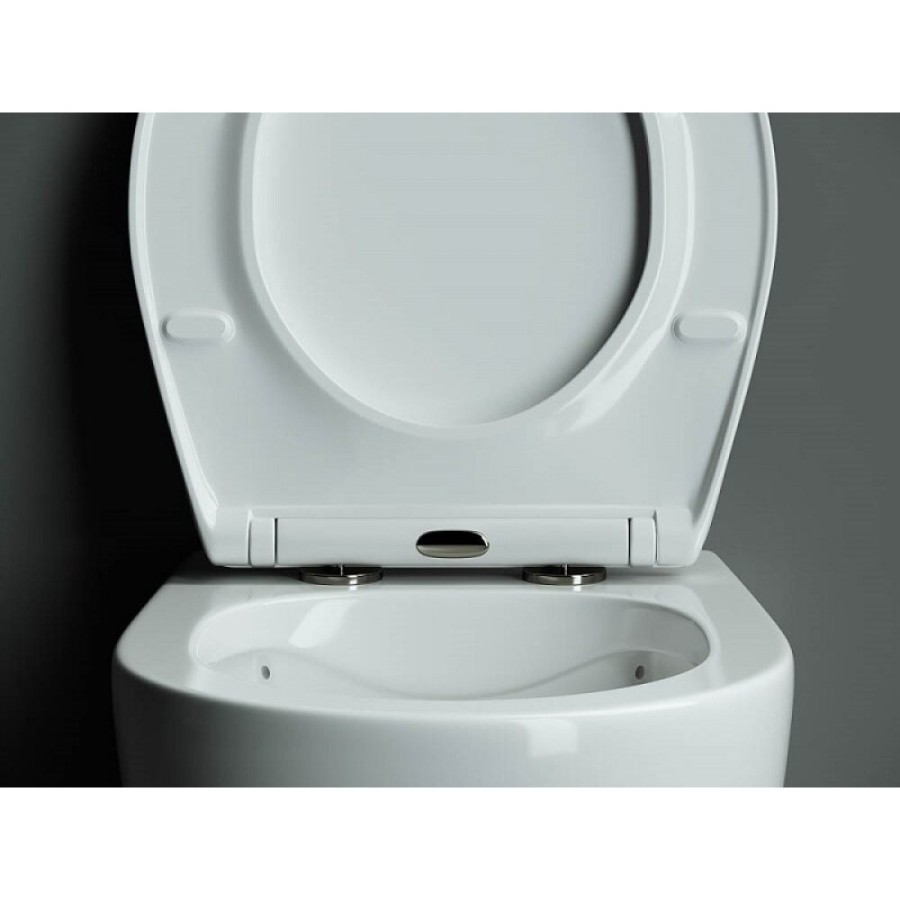 Подвесной унитаз Ceramicanova Pearl CN8001, безободковый, крышка микролифт, белый
