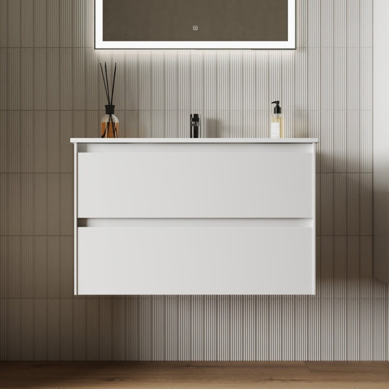 Тумба под раковину Sancos Cento CN80W 80, подвесная, белый глянец