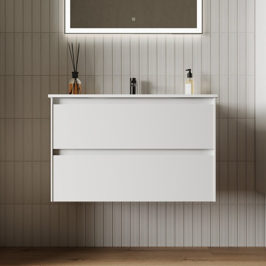 Тумба под раковину Sancos Cento CN80W 80, подвесная, белый глянец