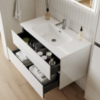 Тумба под раковину Sancos Cento CN80W 80, подвесная, белый глянец