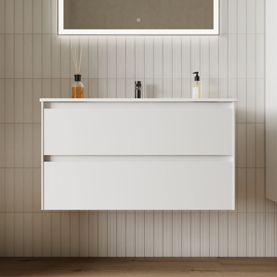 Тумба под раковину Sancos Cento CN90W 90, подвесная, белый глянец
