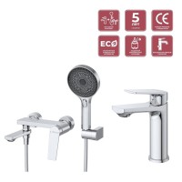 Комплект смесителей Cezares COMFORT-VD/LS-01, для ванны и душа, для раковины, хром