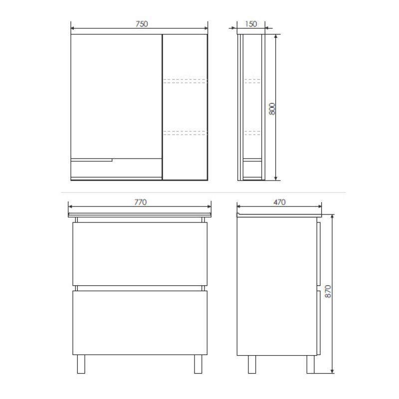 Зеркало-шкаф Comforty "Верона-75" 00004137100 дуб белый