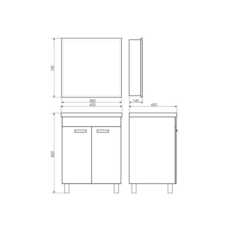 Зеркало-шкаф Comforty "Диана-60" 00003121162 белый глянец