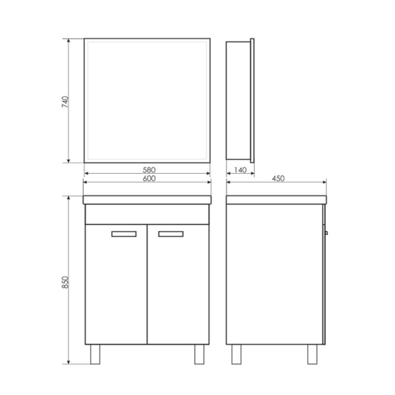 Зеркало-шкаф Comforty "Диана-60" 00003121162 белый глянец