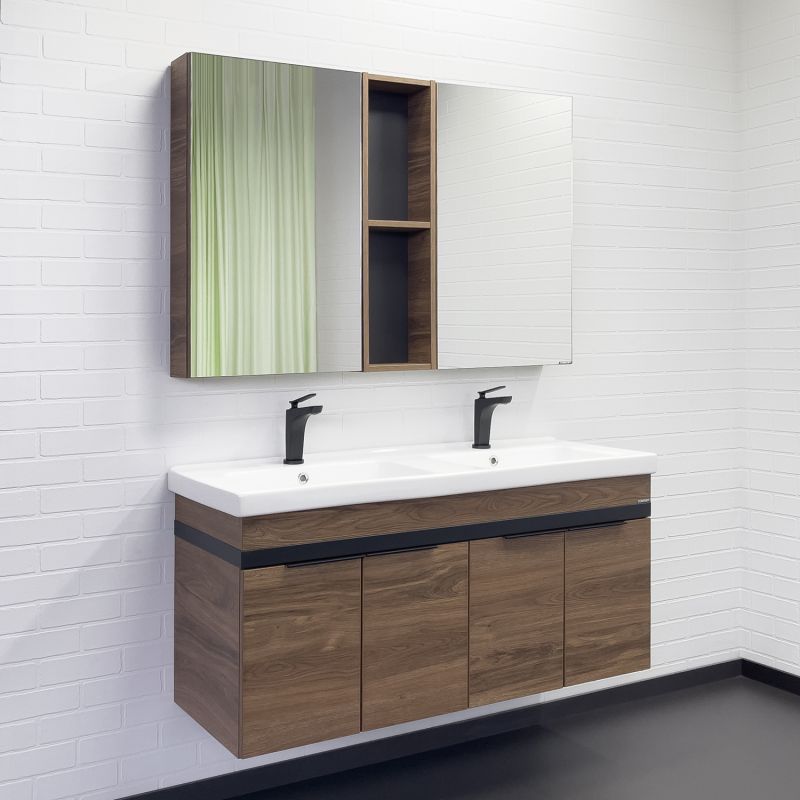 Зеркало-шкаф Comforty "Дуэт-75" 00-00017204 дуб тёмно-коричневый