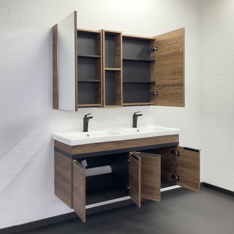 Зеркало-шкаф Comforty "Дуэт-75" 00-00017204 дуб тёмно-коричневый