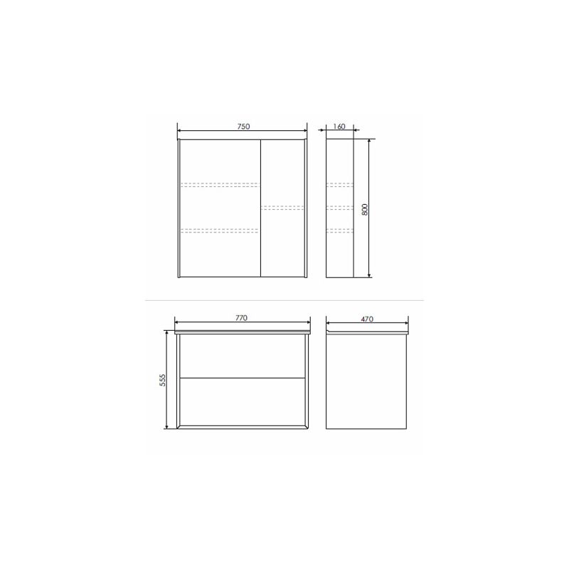 Зеркало-шкаф Comforty "Женева-75" 00004137096 дуб белый