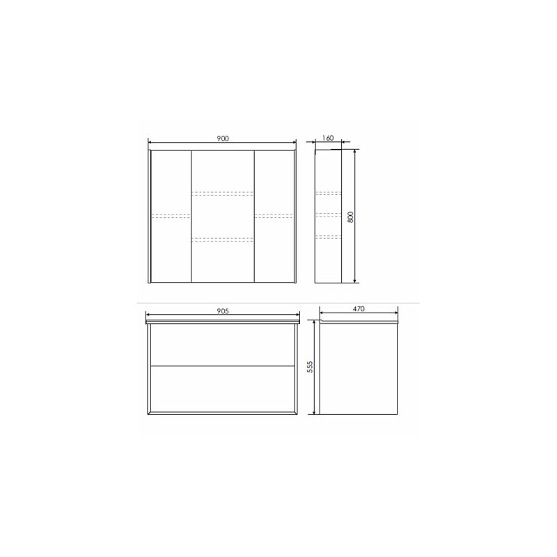 Зеркало-шкаф Comforty "Женева-90" 00004137132 дуб белый