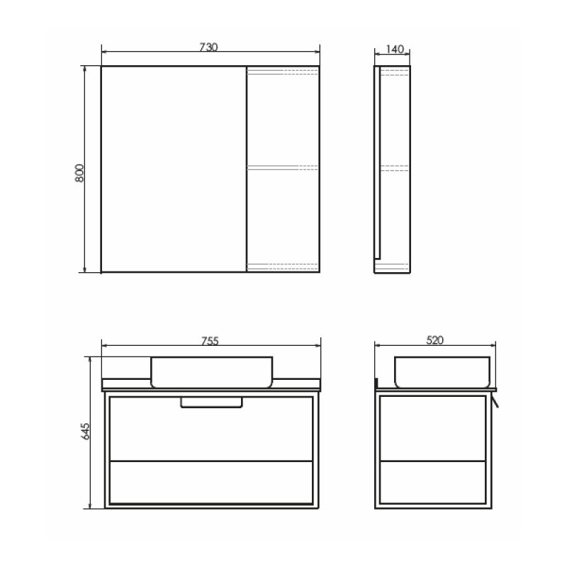 Зеркало-шкаф Comforty "Кёльн-75" 00004149061 дуб темный 