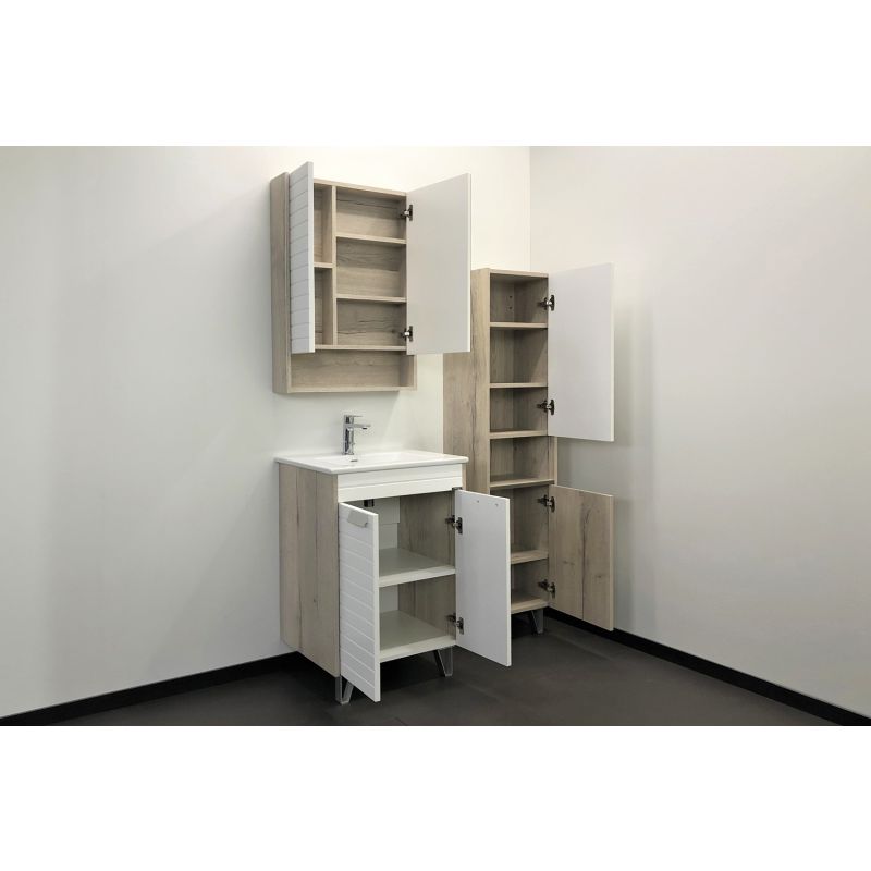 Зеркало-шкаф Comforty "Клеон-60" 00-00002045 белый/дуб дымчатый