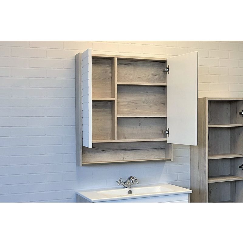 Зеркало-шкаф Comforty "Клеон-75" 00-00004755 белый/дуб дымчатый