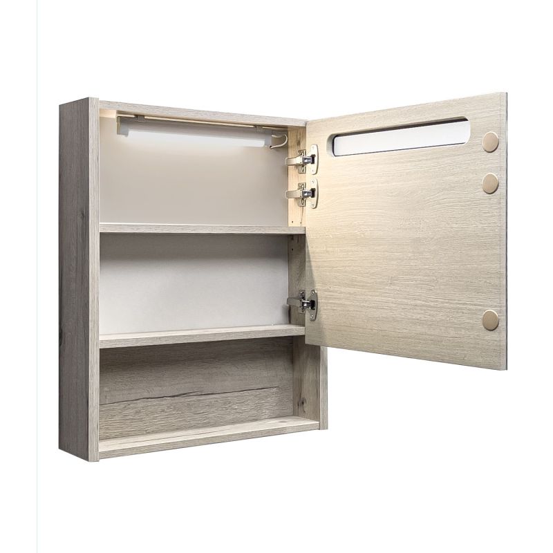 Зеркало-шкаф Comforty "Марио-60" 00-00015518 LED-подсветка дуб дымчатый