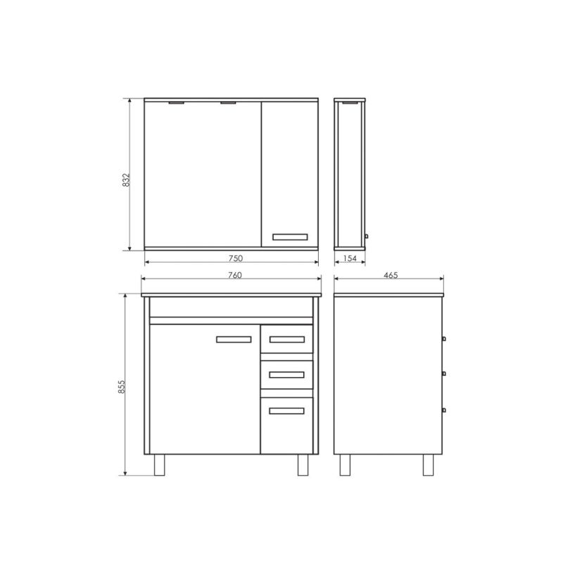 Зеркало-шкаф Comforty "Марио-75" 00003121624 сосна лоредо