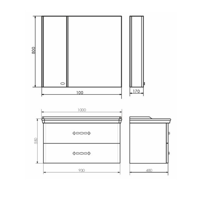 Зеркало-шкаф Comforty "Неаполь-100" 00004139023 белый глянец