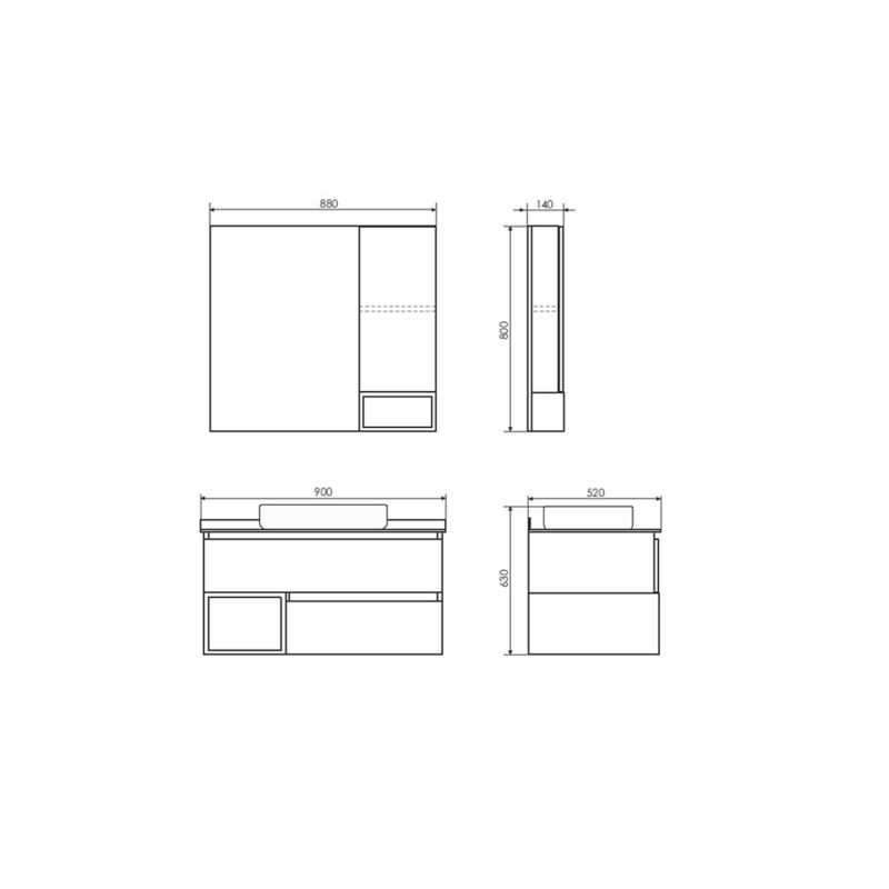 Зеркало-шкаф Comforty "Прага-90" 00004136263 дуб белый