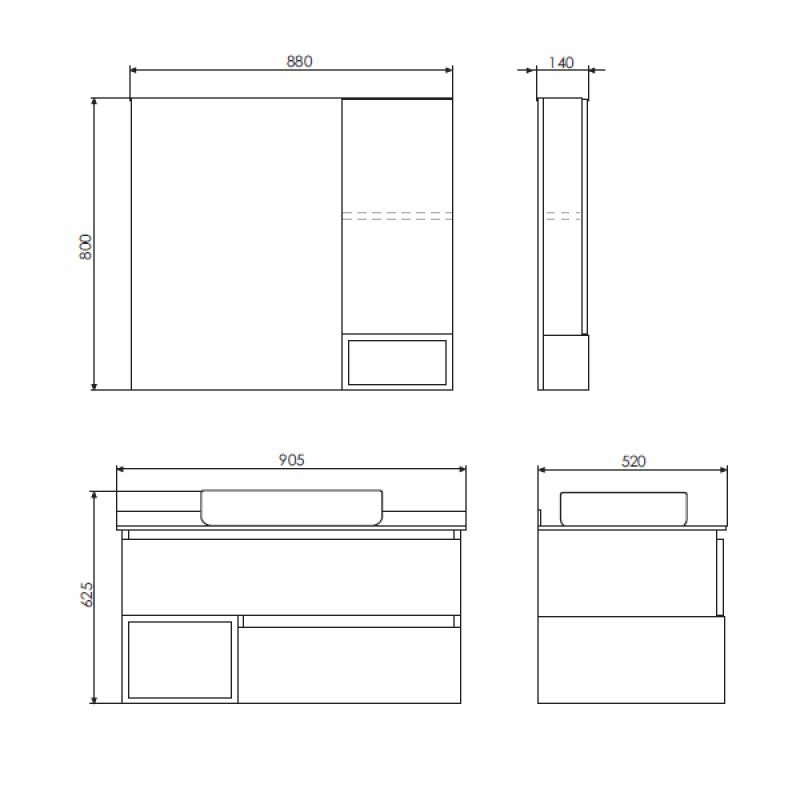 Зеркало-шкаф Comforty "Прага-90" 00004136263 дуб белый