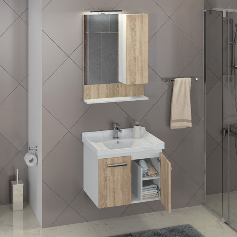 Зеркало-шкаф Comforty "Рига-60" 00004142211 дуб сонома