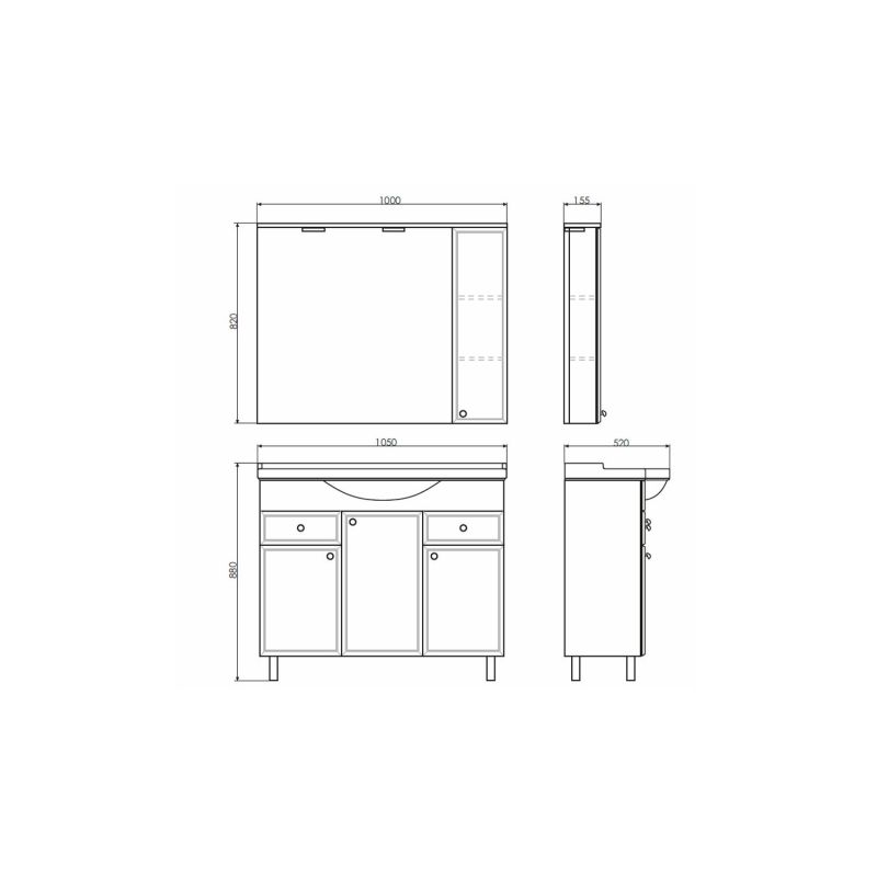 Зеркало-шкаф Comforty "Сочи-100" 00003132226 белый глянец