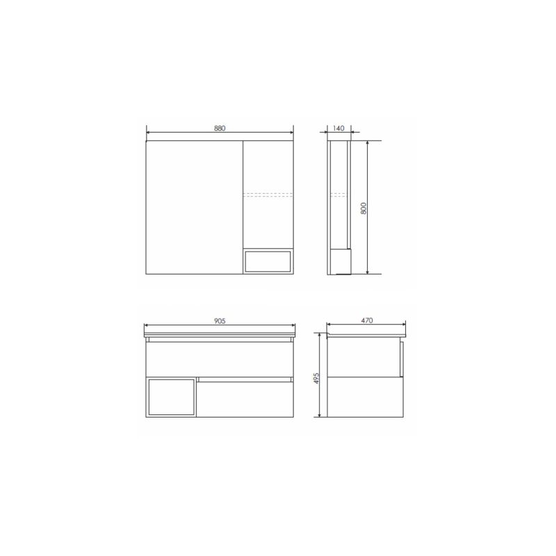 Зеркало-шкаф Comforty "Турин-90" 00004136265  дуб бежевый