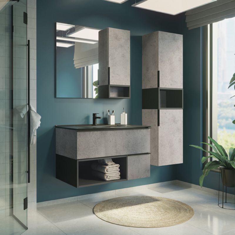 Зеркало-шкаф Comforty "Франкфурт-90" 00-00006504 бетон светлый