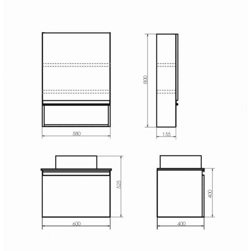 Зеркало-шкаф Comforty "Эдинбург-60" 00-00002043 бетон светлый