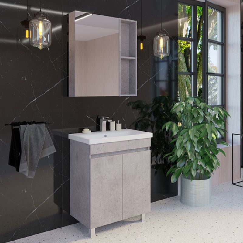 Зеркало-шкаф Comforty "Осло-70" 00-00006164 бетон светлый