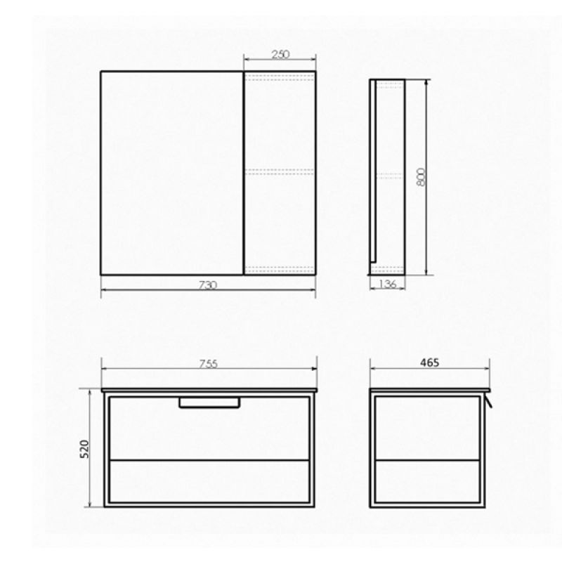 Зеркало-шкаф Comforty Бонн 75 00-00008473 графит/дуб дымчатый
