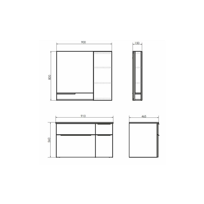 Зеркало-шкаф Comforty Варна-90 00-00009918 дуб сонома