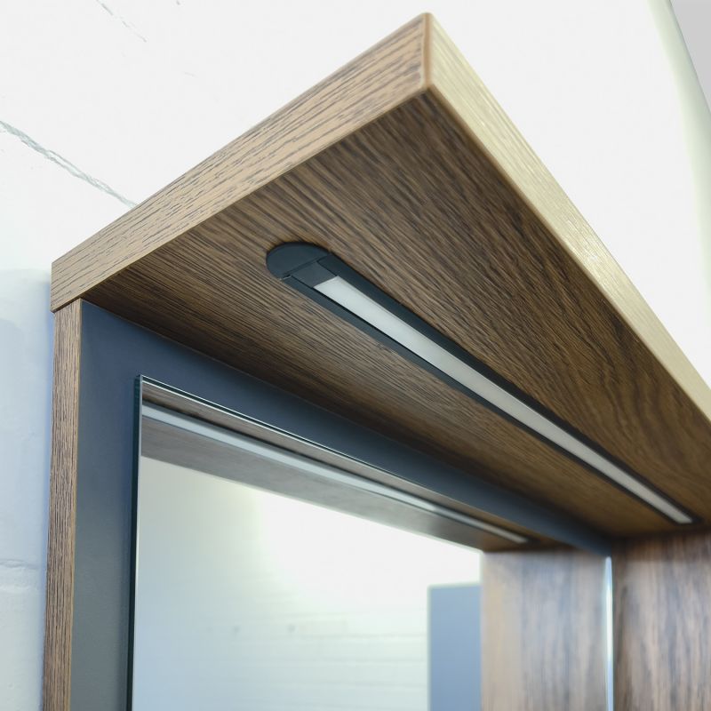 Зеркало-шкаф Comforty Кемер-75 00-00014147 антрацит/дуб тёмно-коричневый LED-подсветка