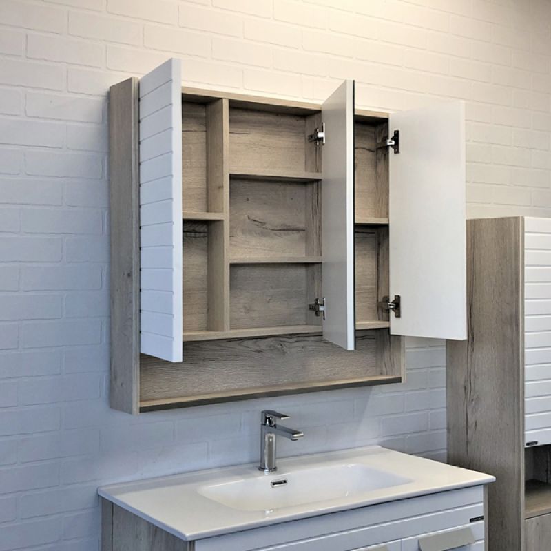 Зеркало-шкаф Comforty Клеон-90 00-00004756 Белый Дуб дымчатый