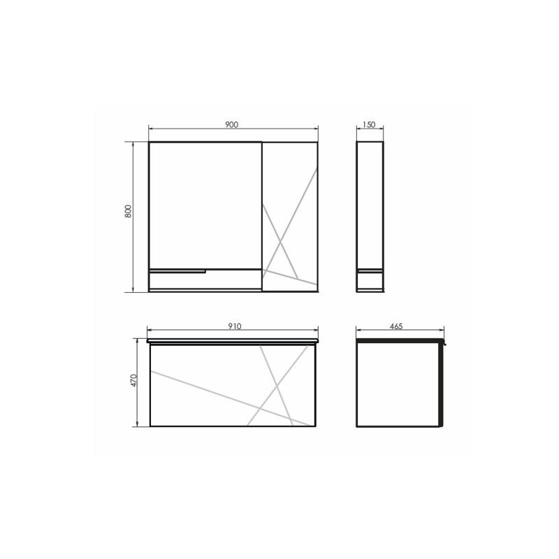 Зеркало-шкаф Comforty Мерано-90 00-00008508 дуб дымчатый