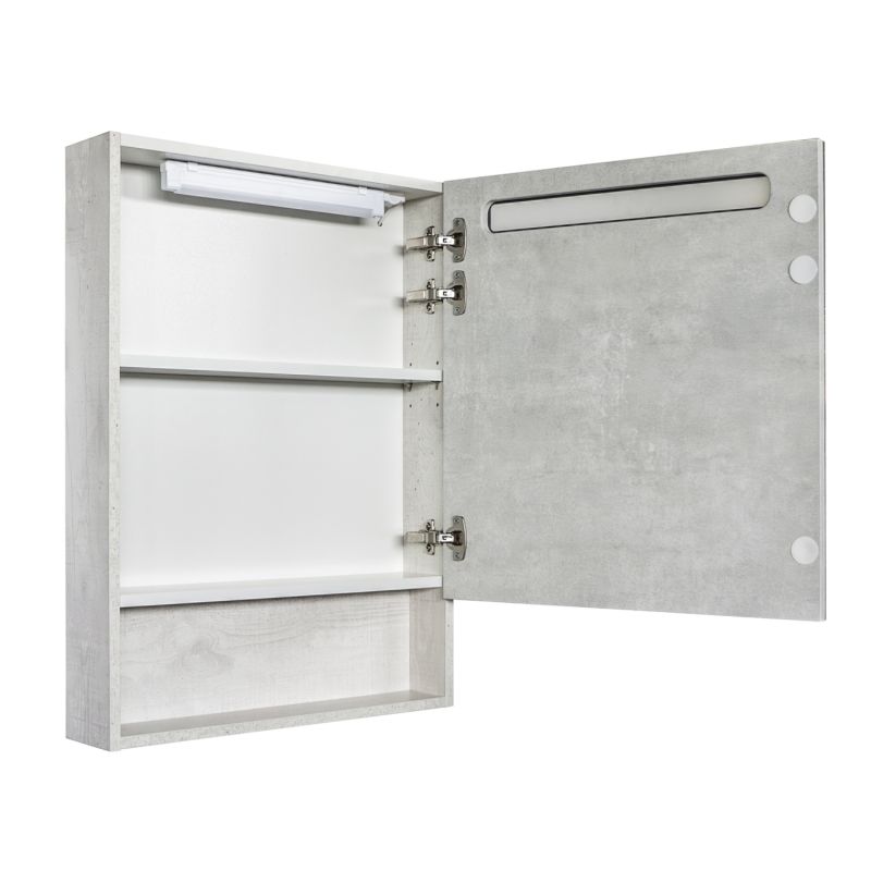 Зеркало-шкаф Comforty Никосия-60 00-00014144 LED-подсветка дуб белый