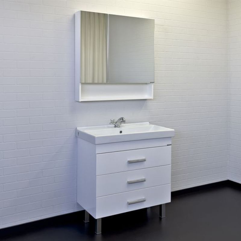 Зеркало-шкаф Comforty Никосия-80 00-00011198 белый глянец