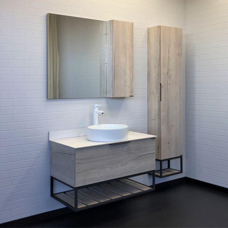 Зеркало-шкаф Comforty Порто-90 00-00009443 дуб дымчатый