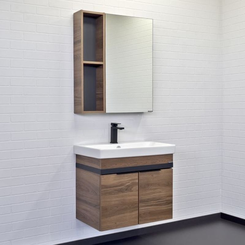 Зеркало-шкаф Comforty Соло-70 00-00011589 дуб тёмно-коричневый