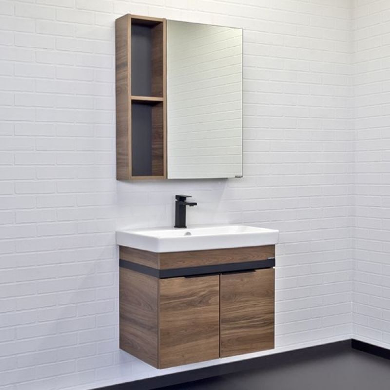 Зеркало-шкаф Comforty Соло-70 00-00011589 дуб тёмно-коричневый