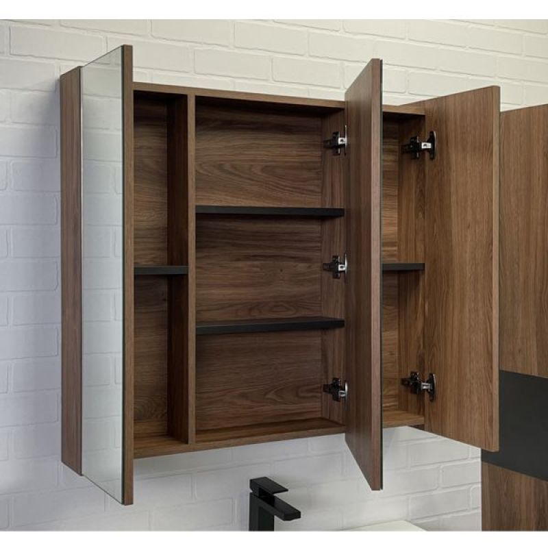 Зеркало-шкаф Comforty Соло-90 00-00010980 дуб тёмно-коричневый