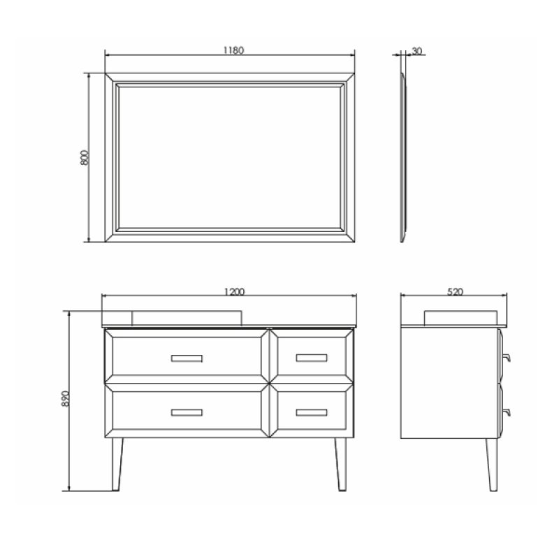 Зеркало Comforty "Империя-120"  00004143506 белый глянец