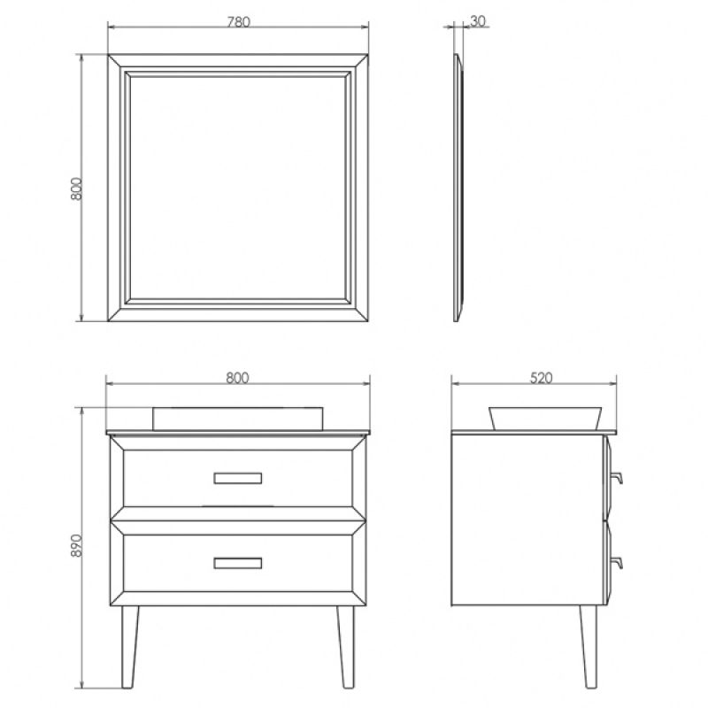 Зеркало Comforty "Империя-80" 00004143507 белый глянец