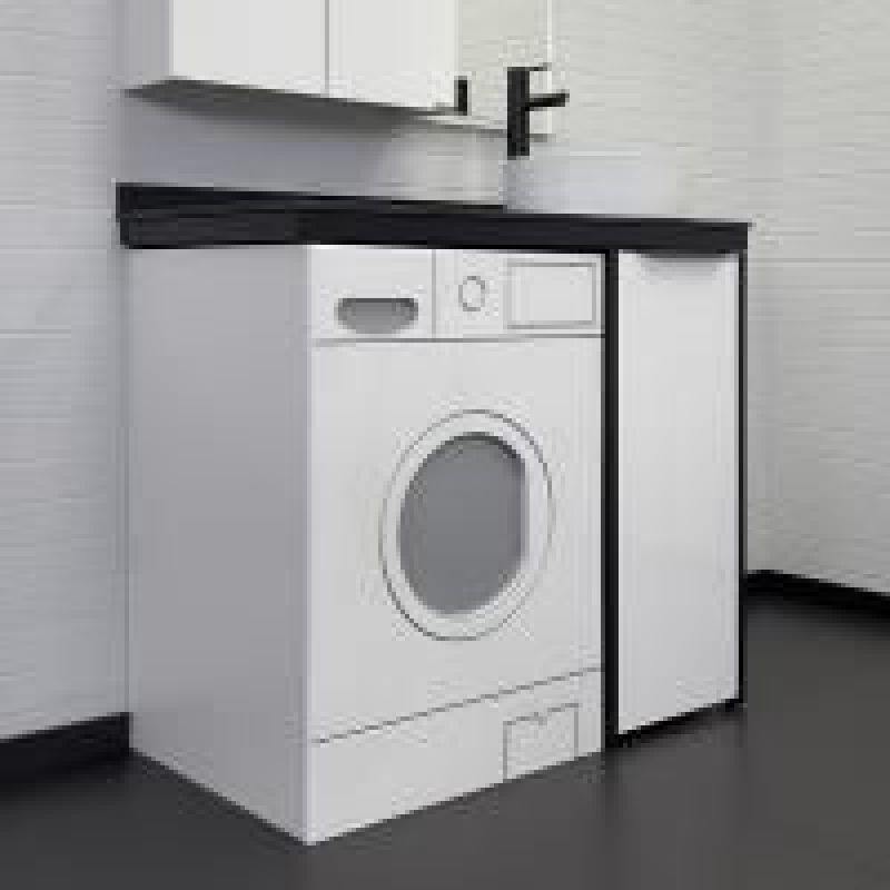 Тумба с раковиной Comforty "Лозанна-100" 00-00013800 белый глянец со столешницей под мрамор Калакатта Блэк с раковиной Comforty 9111