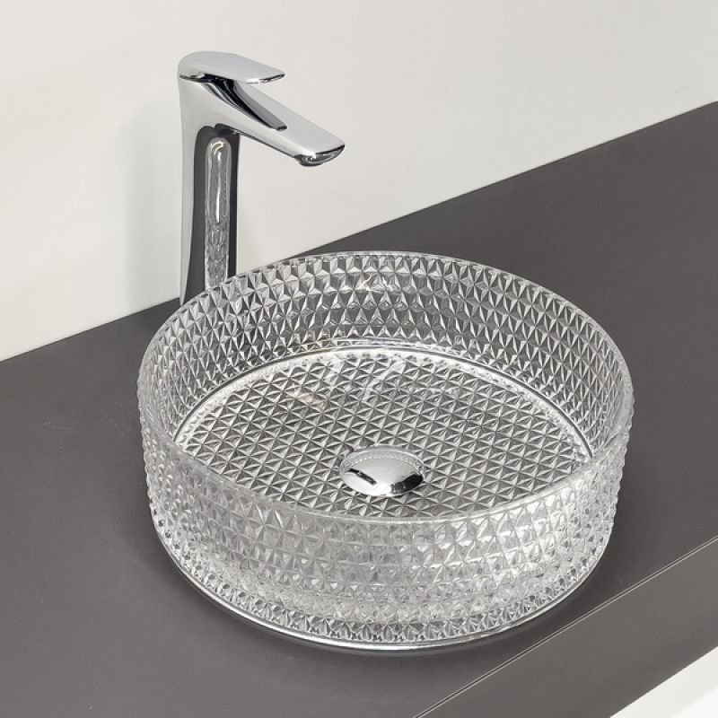 Раковина Comforty 00-00015719, 36 см, накладная, прозрачное стекло