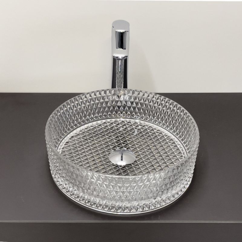 Раковина Comforty 00-00015719, 36 см, накладная, прозрачное стекло